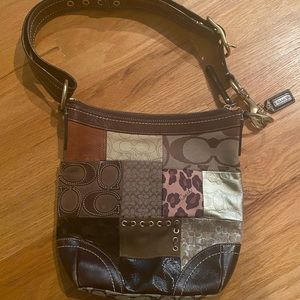 Patchwork coach shoulder bag